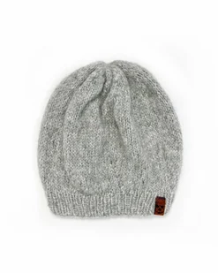 Jasnoszara czapka beretowa z wełny alpaki - Czapki damskie - miniaturka - grafika 1