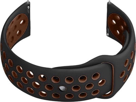 Pasek gumowy do smartwatch U11 - czarny/brązowy - 20mm