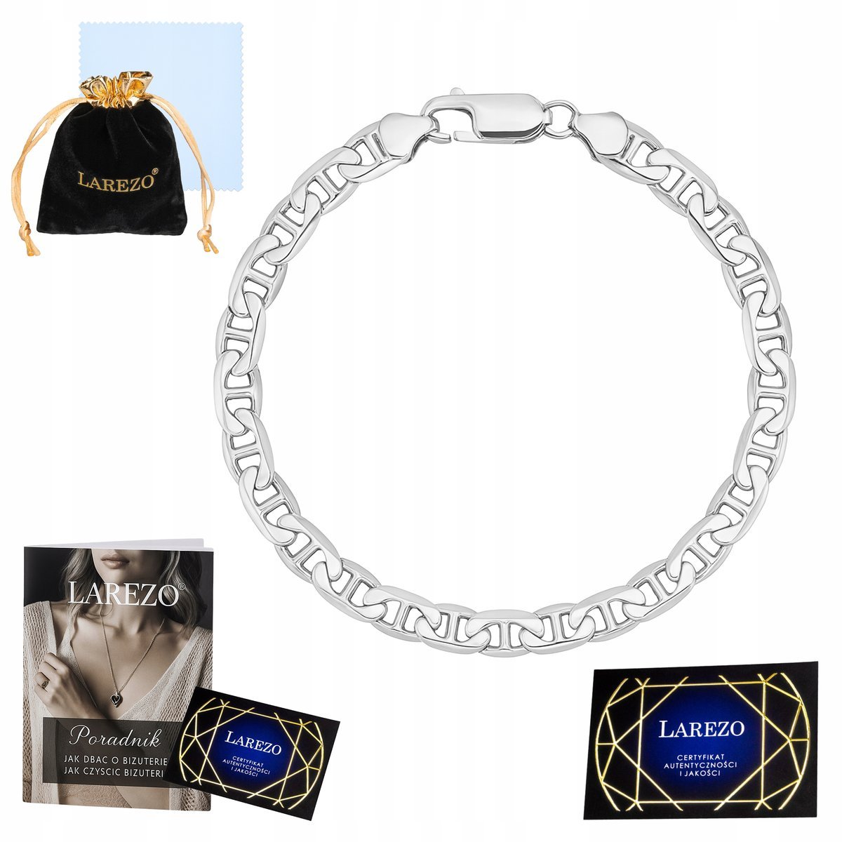 Bransoletka Srebrna Męska Gucci Marina Żyletka 21cm Pełna Mocna Gruba 2,3mm