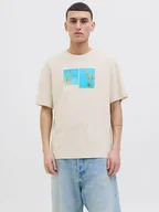 Koszulki męskie - Jack & Jones Koszulka "Porto" w kolorze kremowym - miniaturka - grafika 1