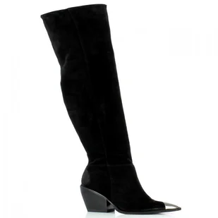 Czarne muszkieterki zamszowe na stabilnym obcasie CARINII - Carinii - Kozaki damskie - miniaturka - grafika 1