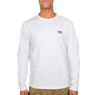 Koszulka Longsleeve Alpha Industries Small Logo Basic 198517 09 - Biały S - Odzież taktyczna i umundurowanie - miniaturka - grafika 1