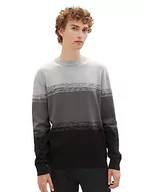Swetry męskie - TOM TAILOR Denim sweter męski, 32772 - Black Grey Gradient Stripe, XL - miniaturka - grafika 1