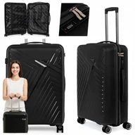 Walizki - WALIZKA ŚREDNIA PODRÓŻNA na kółkach BAGAŻ polipropylen mocna SZYFR XL 76L - miniaturka - grafika 1