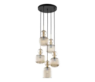 Lampa wisząca na przewodzie SOPHIA 5xE14/10W/230V czarny/dymny beż - Lampy sufitowe - miniaturka - grafika 1