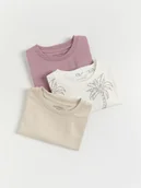 Bluzki dla niemowląt - Reserved - Bawełniany t-shirt 3 pack - beżowy - miniaturka - grafika 1