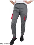 Odzież robocza - R.E.I.S. FRAU-JOG-T - Elastyczne spodnie ochronne do pasa FRAU-JOG, damskie 62% poliester, 35% bawełna, 3% elastan 240 g/m2 - szaro-czerwony- 50 - miniaturka - grafika 1