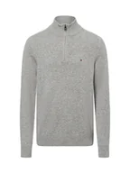 Swetry męskie - Tommy Hilfiger Męski sweter z dzianiny Mężczyźni Wełna szary marmurkowy, M - miniaturka - grafika 1
