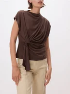 Bluzki damskie - Reserved - Kimonowa bluzka z modalem - brązowy - miniaturka - grafika 1