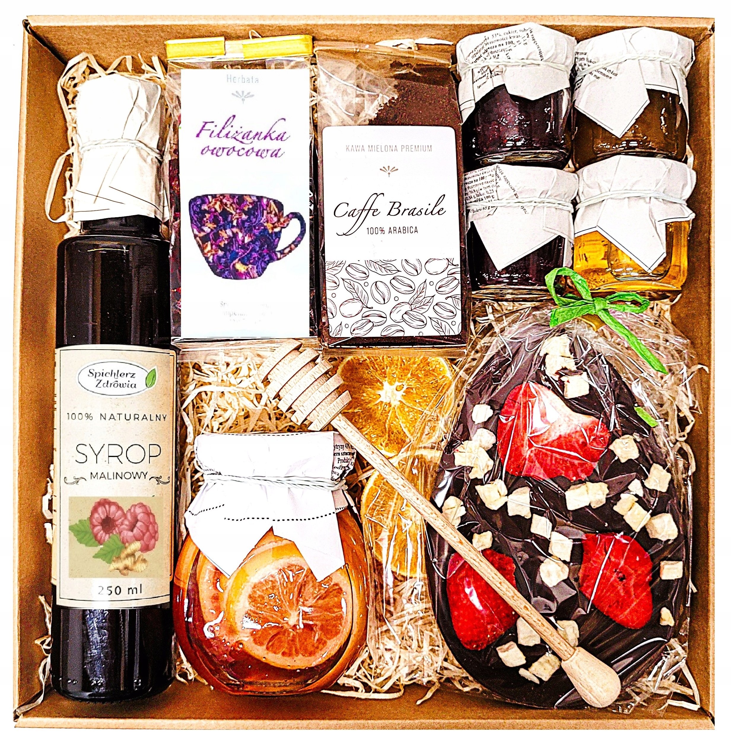 Kosz Prezentowy Upominek Herbata Miód Na Wielkanoc Jajko Czekolada