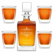 Karafki - Karafka do whisky cube z 4 szklankami i grawerem - miniaturka - grafika 1