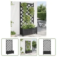 Donice - The Living Store Donica z trejażem - czarna - lite drewno jodłowe - Skrzynia Na Rośliny - miniaturka - grafika 1