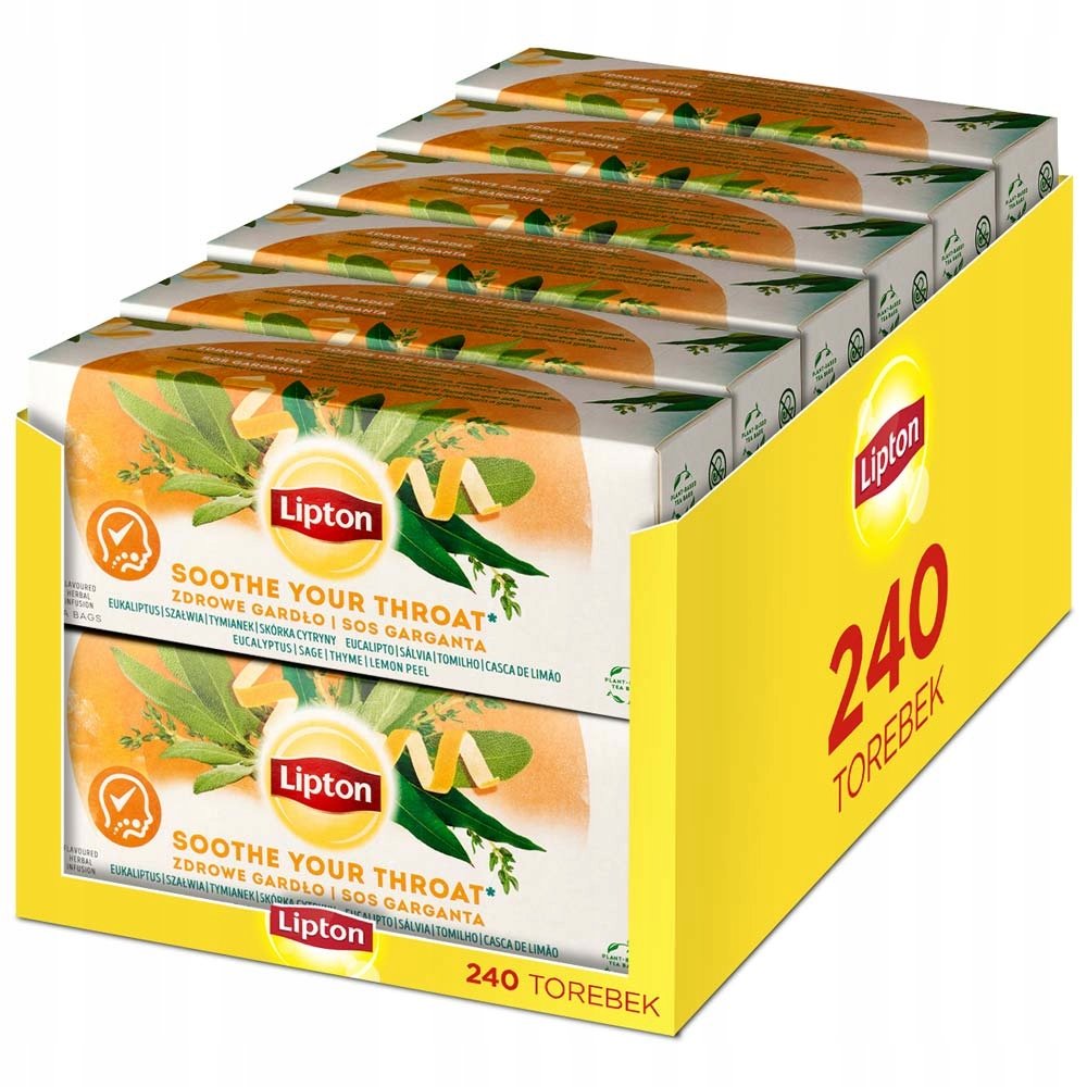 Zestaw Lipton Herbata ziołowa ekspresowa Zdrowe Gardło 12x20 torebek