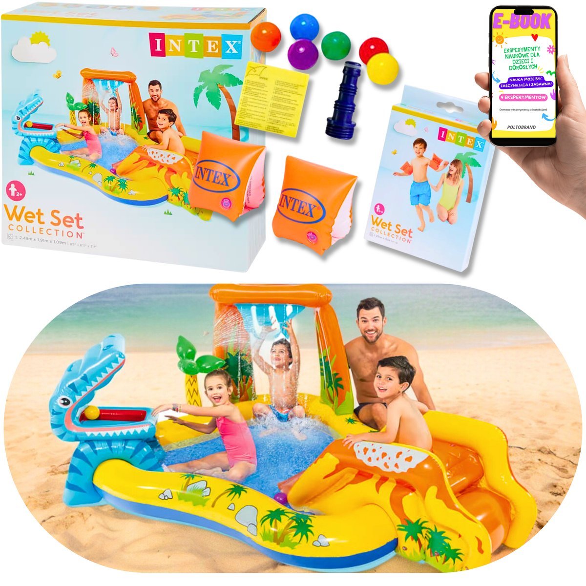 Basen Ogrodowy Dmuchany Dla Dzieci Plac Zabaw Dla Dzieci Brodzik Intex Xxl + Ebook