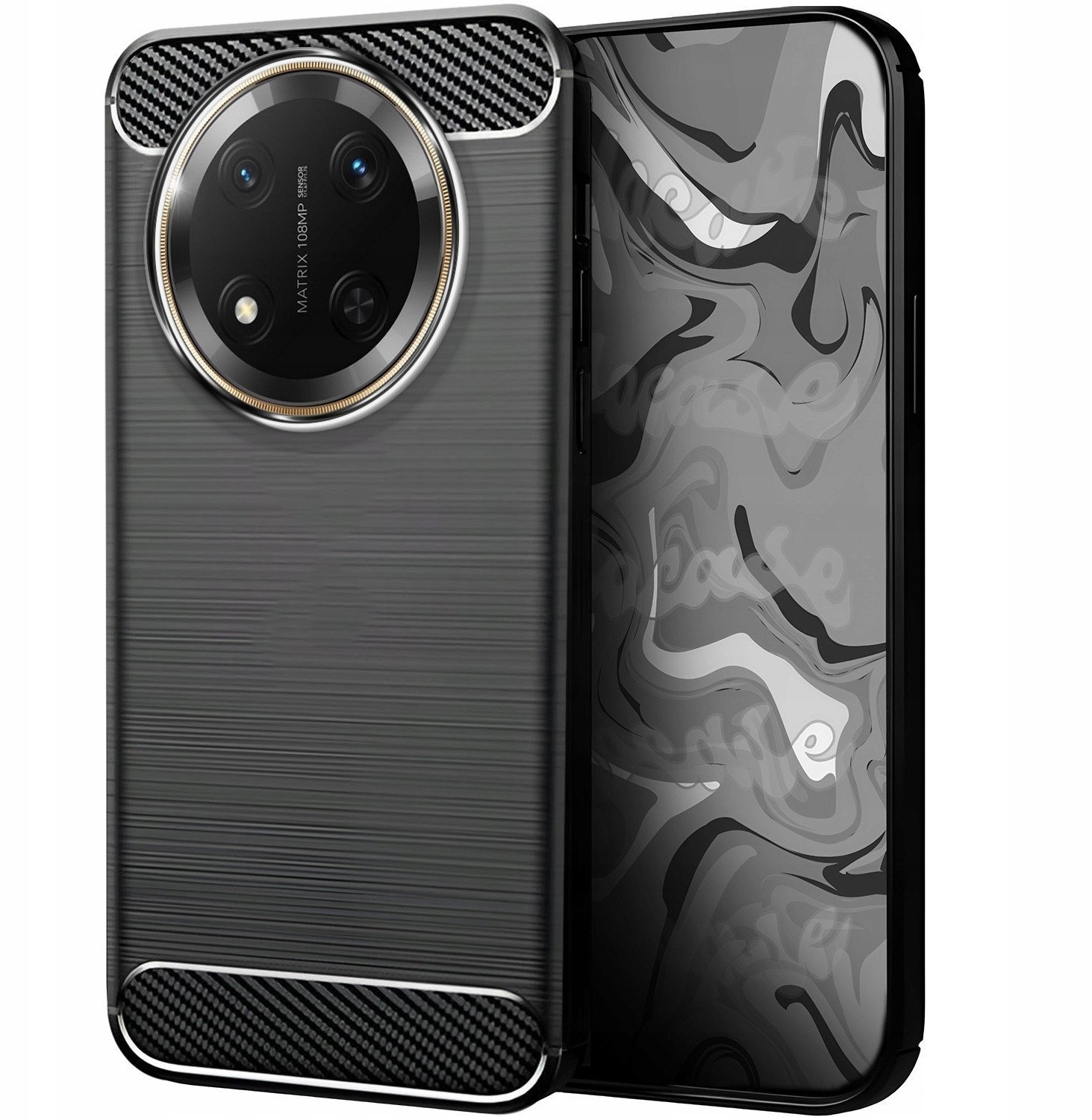 Etui do Honor Magic7 Lite 5G Czarne, Pancerne, Karbon, Pokrowiec, Case