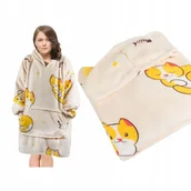 Bluzy damskie - Bluza typu koc Kotek XXL oversize ciepła przytulna miękka z kapturem idealna na chłodne wieczory odpoczynek - miniaturka - grafika 1