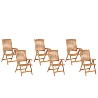 Fotele i krzesła ogrodowe - Shumee Zestaw 6 krzeseł ogrodowych drewniany jasny JAVA 258921 - miniaturka - grafika 1