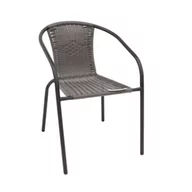 Fotele i krzesła ogrodowe - Fotel Bistro stal+rattan szary - miniaturka - grafika 1