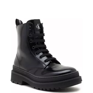 CALVIN KLEIN JEANS Botki LACE-UP | z dodatkiem skóry - Buty dla dziewczynek - miniaturka - grafika 1