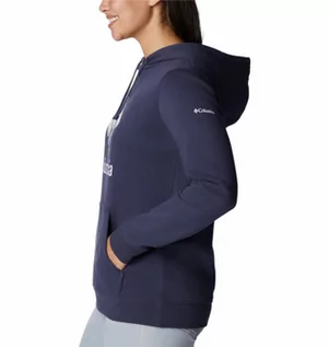 Bluzy sportowe damskie - Damska bluza dresowa nierozpinana z kapturem Columbia Trek Graphic Hoodie - granatowa - COLUMBIA - grafika 1