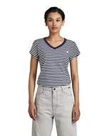 Koszulki i topy damskie - G-STAR RAW Damska koszulka Eyben Stripe Slim, Wielokolorowy (Sartho Blue/Milk Stripe D244-8099), XL - miniaturka - grafika 1