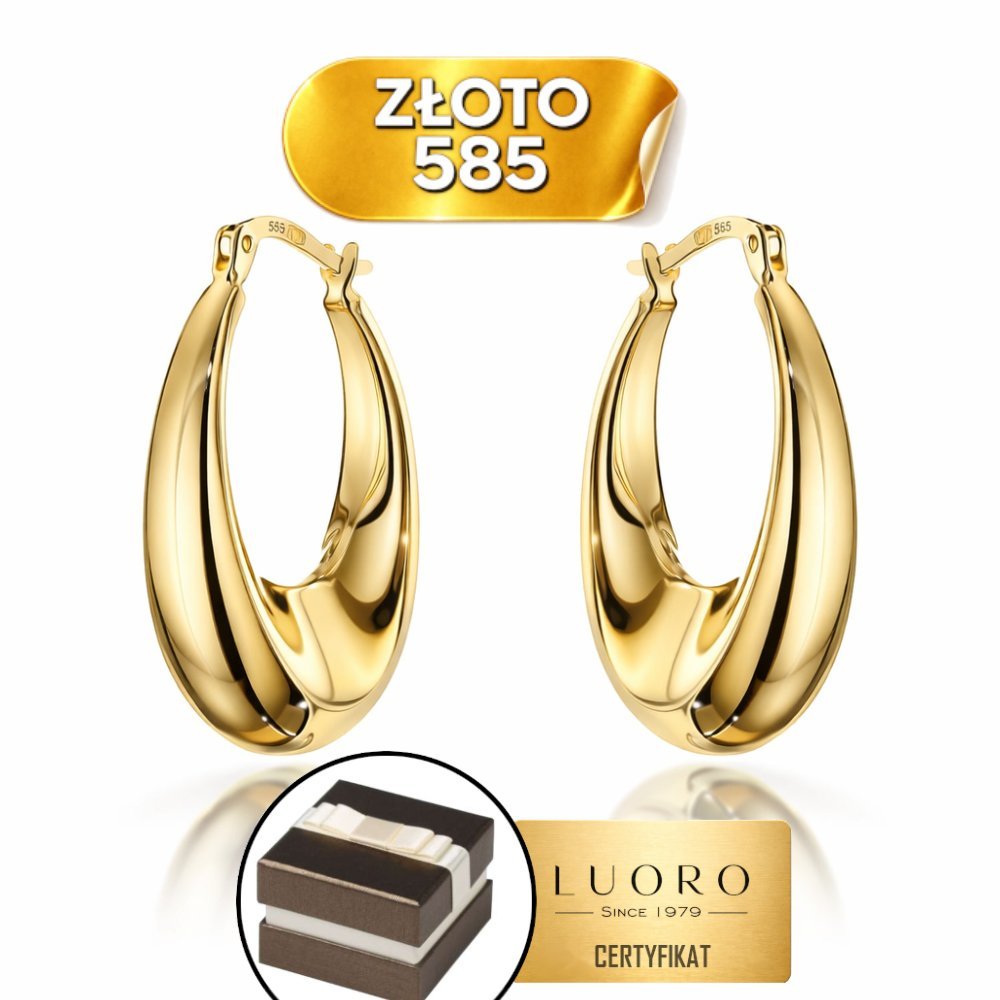 KOLCZYKI ZŁOTE 585 14K KLASYCZNE ŁEZKA ANGIELSKIE ZAPIĘCIE 28 MM