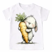 Koszulki dla dziewczynek - Koszulka z zajączkiem i marchewką na Dzień Marchewki - marchewka13-15 - miniaturka - grafika 1