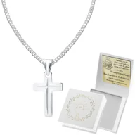 Bransoletki - Srebrny krzyżyk FREZOWANY z łańcuszkiem PANCERKA 925 55 cm BIERZMOWANIE - miniaturka - grafika 1