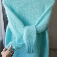 Swetry damskie - TEMU Przytulny Jasnoniebieski Kardigan z Falbanką i Wiązaniem z Przodu - Casualowy Sweter z Długim Rękawem dla Kobiet, Idealny na Jesień/Zimę, - miniaturka - grafika 1