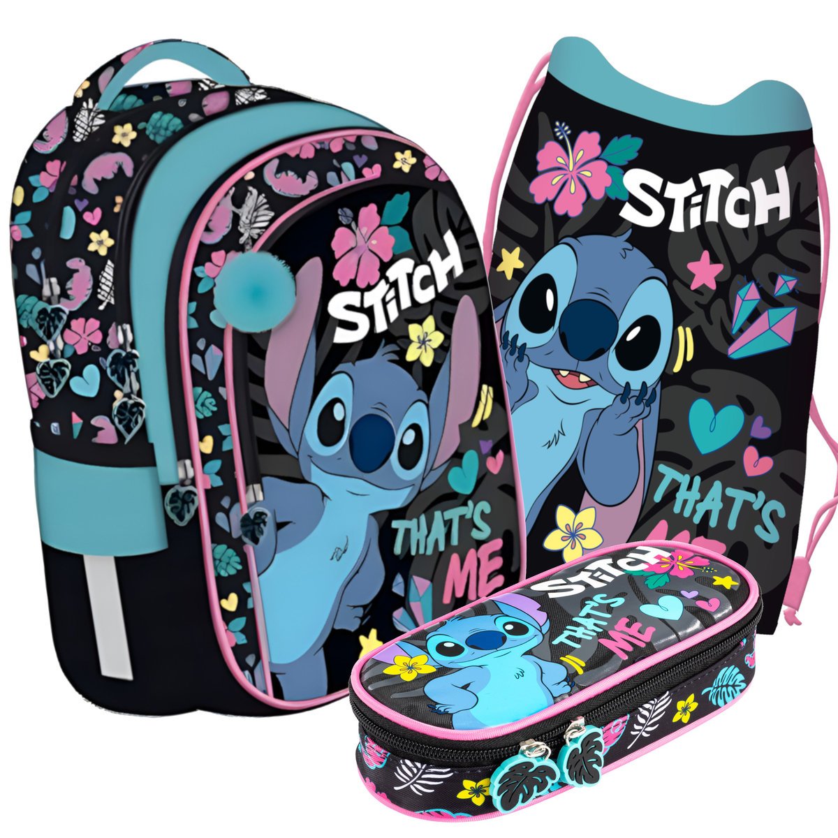 ZESTAW STITCH PLECAK SZKOLNY SASZETKA WOREK THAT'S ME ST. MAJEWSKI
