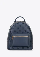 Torebki damskie - Damski plecak z imitacji skóry w tłoczenie granatowy - miniaturka - grafika 1
