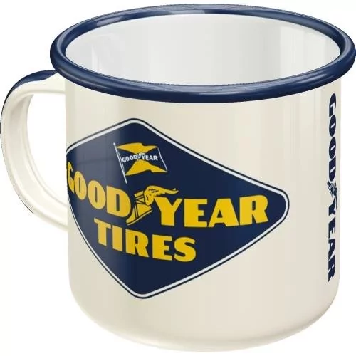 Retro Nostalgic-Art 43205 Goodyear logo White | emalii-kubek | kubek Vintage prezent-| Outdoor naczynia