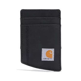 Portfele - Carhartt Męska standardowa kieszeń przednia, trwały płócienny portfel z klipsem do pieniędzy i bez niej, skóra siodłowa (czarna), jeden rozmiar - grafika 1