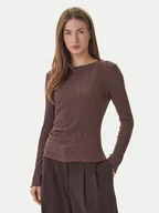 Bluzki damskie - ONLY Bluzka Ella 15368469 Brązowy Slim Fit - miniaturka - grafika 1