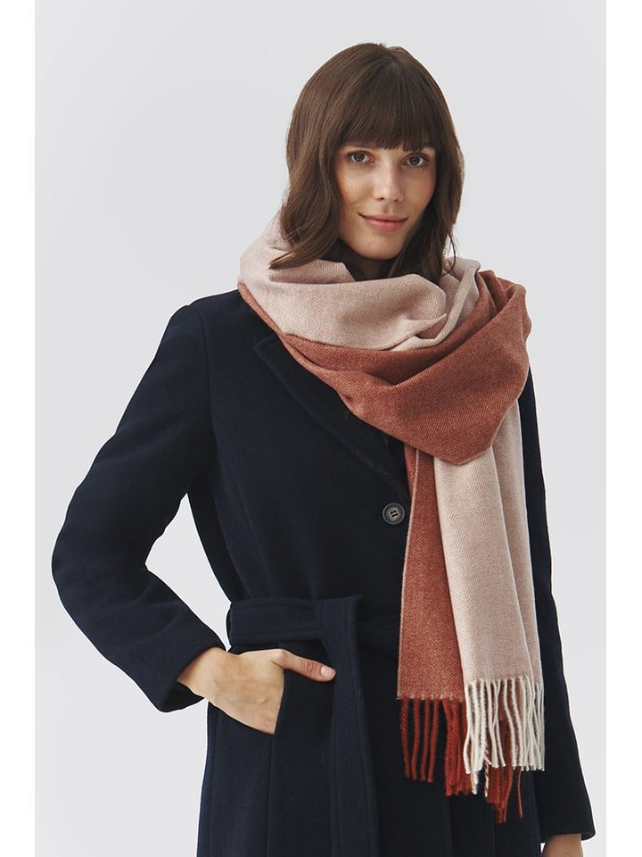 TATUUM Szal w kolorze beżowo-pomarańczowym - 184 x 42 cm