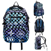 Plecaki szkolne i tornistry - Plecak szkolny, Square It!, dwukomorowy, kratka, fioletowy - miniaturka - grafika 1