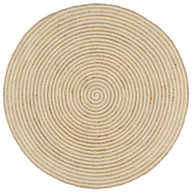 Dywany - vidaXL Dywanik ręcznie wykonany z juty, spiralny wzór, biały, 120 cm - miniaturka - grafika 1