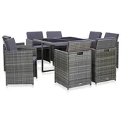 Meble ogrodowe - shumee shumee 9 cz zestaw mebli do ogrodu z poduszkami rattan PE antracyt - miniaturka - grafika 1