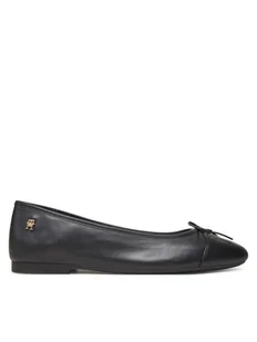 Tommy Hilfiger Baleriny Toe Cap Leather Ballerina FW0FW08759 Czarny - Baleriny - miniaturka - grafika 1