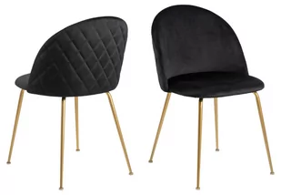 Krzesło do jadalni Louise, krzesło tapicerowane, glamour, złote nogi, czarne - Krzesła - miniaturka - grafika 1