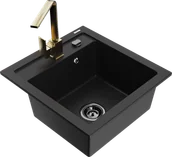 Zlewozmywaki z baterią - Mexen Vito zlewozmywak granitowy 1-komorowy z baterią kuchenną Rita, czarny - 6503-77-670300-50-B - miniaturka - grafika 1