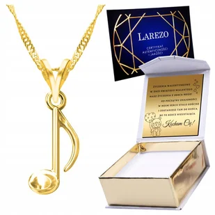 Złoty Naszyjnik 925 Pozłacany 24K Muzyczny z Nuta Nutka Muzyka + GRAWER - Naszyjniki - miniaturka - grafika 1