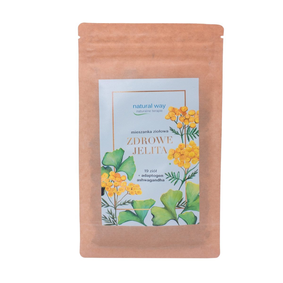 Herbata ziołowa na zdrowe jelita Natural Way 90 g – 19 ziół + adaptogen Ashwagandha
