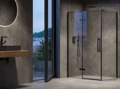 Akcesoria do armatury i ceramiki - Ravak Cool! - Ściana prysznicowa 90x195 cm, czarny/szkło przezroczyste X9VV70300Z1 - miniaturka - grafika 1