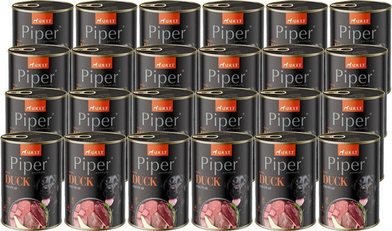 Mokra Karma dla psa Piper Animals z kaczką i gruszką zestaw 24 x 400 g