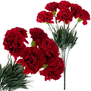 Goździki Bukiet Goździków Gęste Gałązki Liście Łodygi Kwiaty Jak Żywe - Sztuczne kwiaty - miniaturka - grafika 1