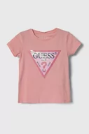 Koszulki dla dziewczynek - Guess t-shirt dziecięcy kolor różowy - miniaturka - grafika 1