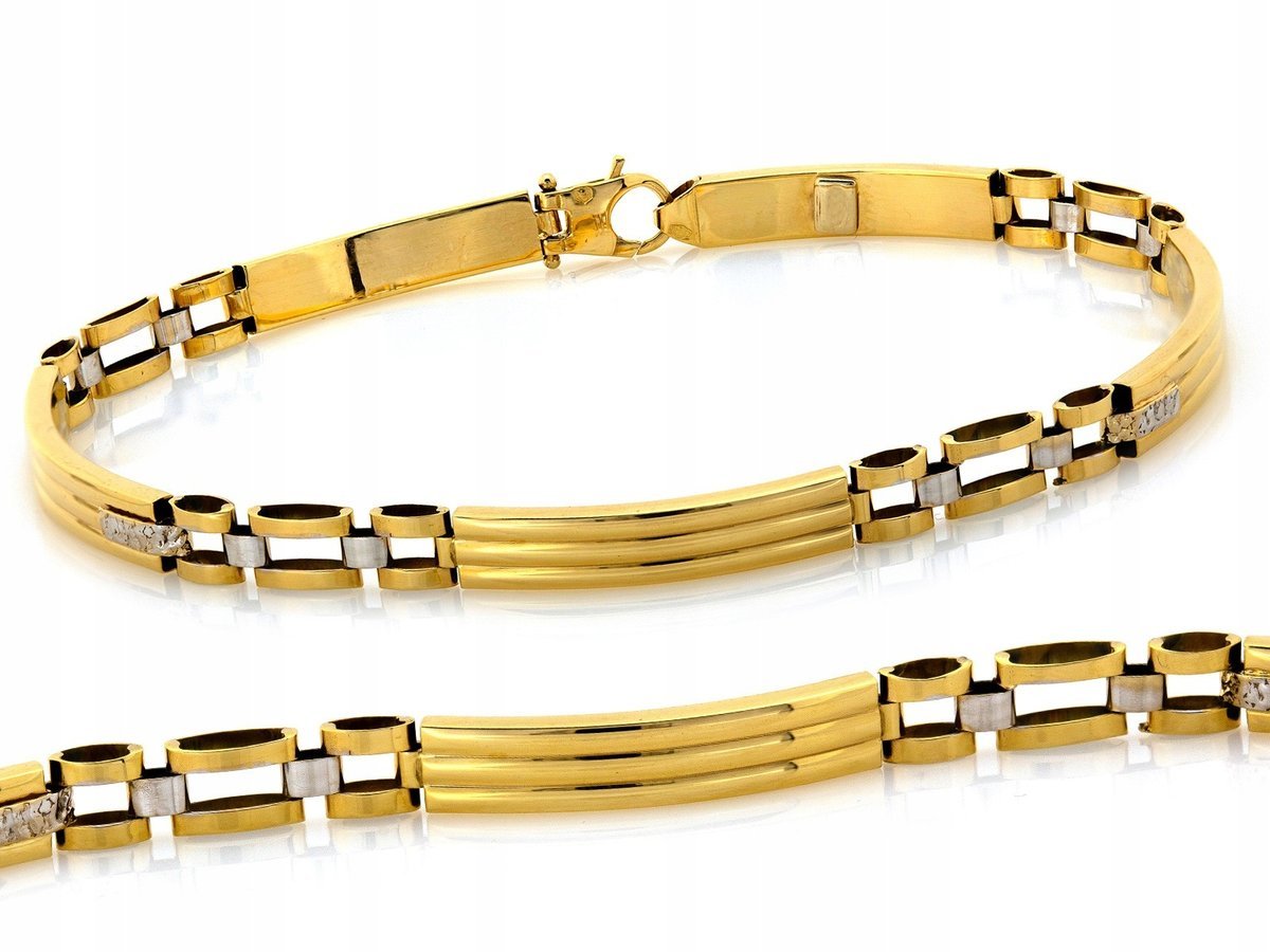 Elegancka męska bransoletka 585 z żółtego i białego złota 6.68g na prezent