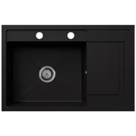 Zlewozmywaki - EOS Zlewozmywak granitowy czarny brokat złoty z ociekaczem VIERO - miniaturka - grafika 1