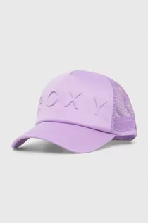 Czapki damskie - Roxy czapka z daszkiem kolor fioletowy gładka - grafika 1